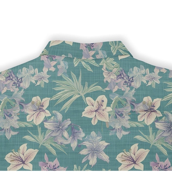 NWT Kalvero  Hawaian Linen Men Shirt in Tropical floral Bloom pattern - Picture 4 of 5